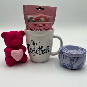 "Together" Ceramic Mug Gift Set with Pink Bear & Lavender Tin Candle